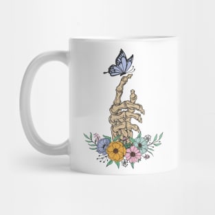 Skull with flowers and butterfly Mug